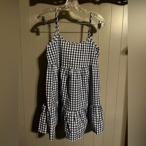 Shein blue /white gingham tiered scoop back dress